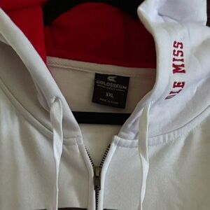 Colosseum Men's White Zip-Up Hoodie with Red Lining